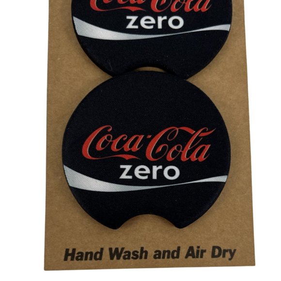 Car Coasters Coca-Cola Zero Coke Soda Pop Beverage Set of 2 Neoprene Absorbent - Picture 8 of 9